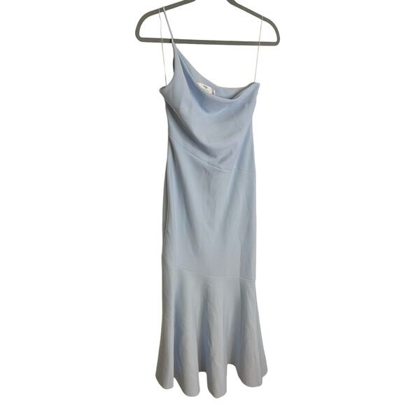 Significant Other Tori One Shoulder Midi Dress Asymmetrical Hem Bluebird Size 6 - Picture 5 of 9